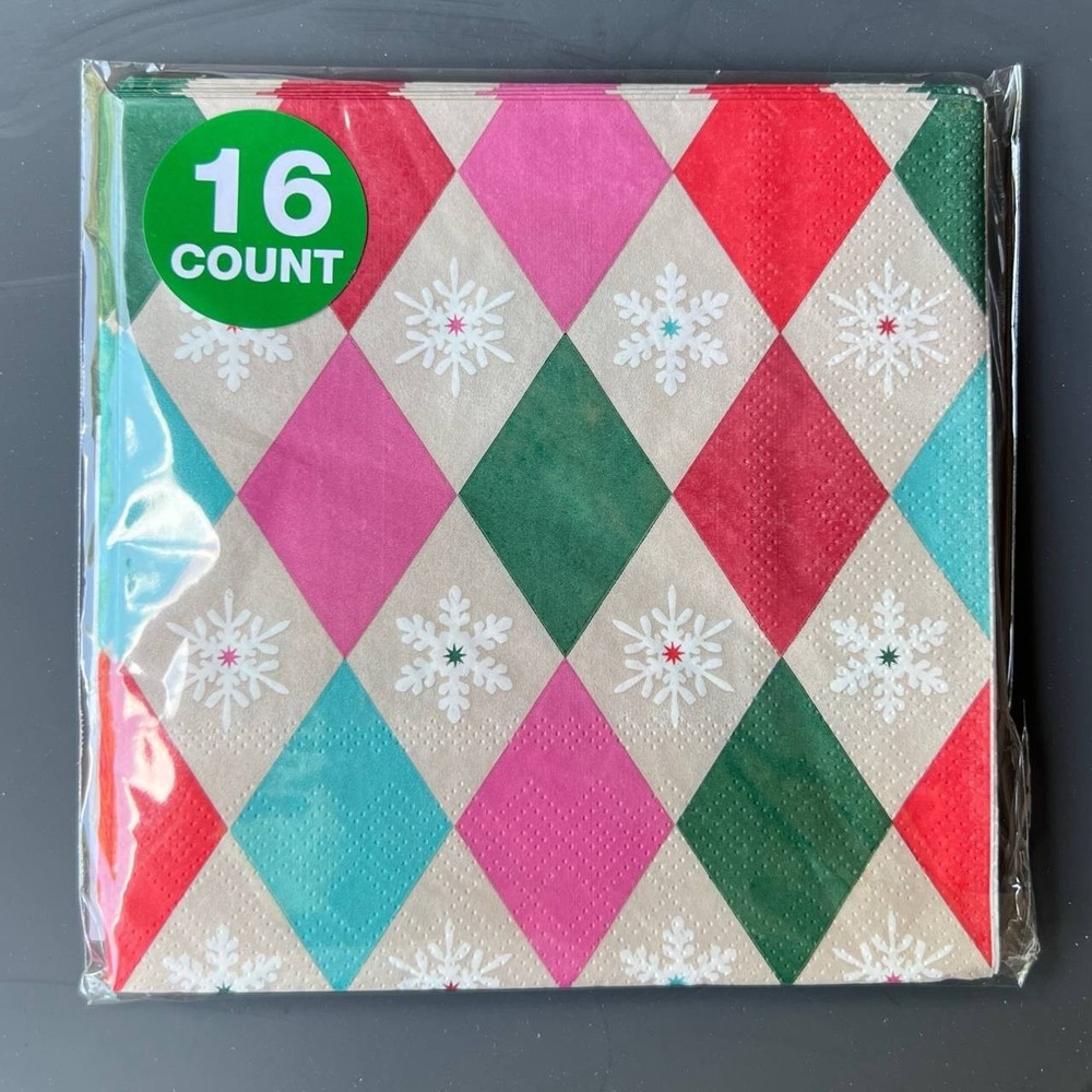 7 Pack Festive Voice Holiday Beverage Napkins 16 Count 2-Ply 9.84" 112 Total